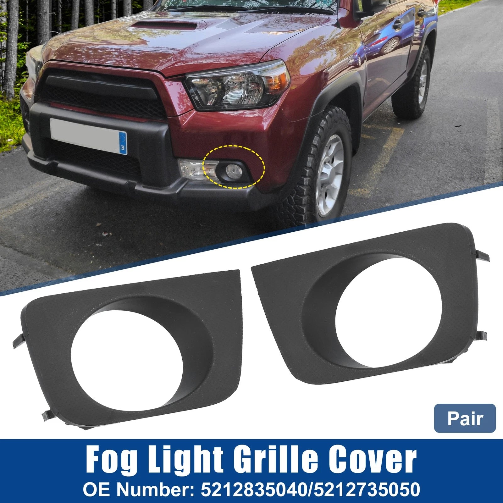 1 Pair Fog Light Grille Cover Trim for Toyota (No. 5212835040)