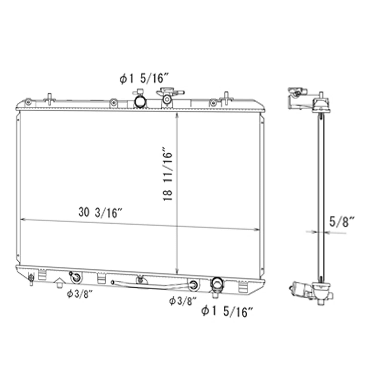 Replacement Aluminum Radiator Without Towing Package for Toyota Highlander (2008–2010)