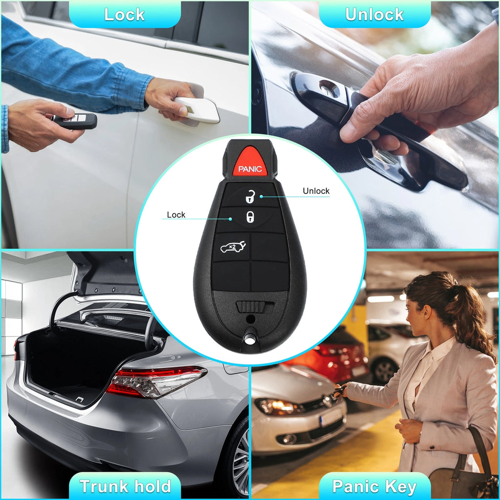 Set of 4 Keyless Entry Remote Key Shell Covers for Dodge Chrysler w/ Blade 734301711272
