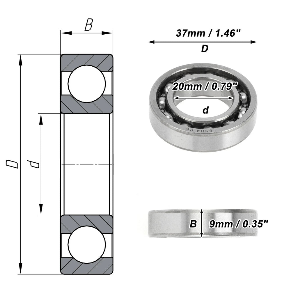 Deep Groove Ball Bearing 20x37x9mm for Scooter Skateboard (N/A)