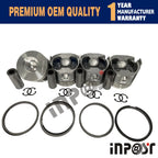 Set of 4 Pistons with Rings for Yanmar 4TNE88 (88mm)