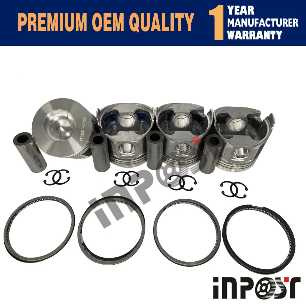 Set of 4 Pistons with Rings for Yanmar 4TNE88 (88mm)