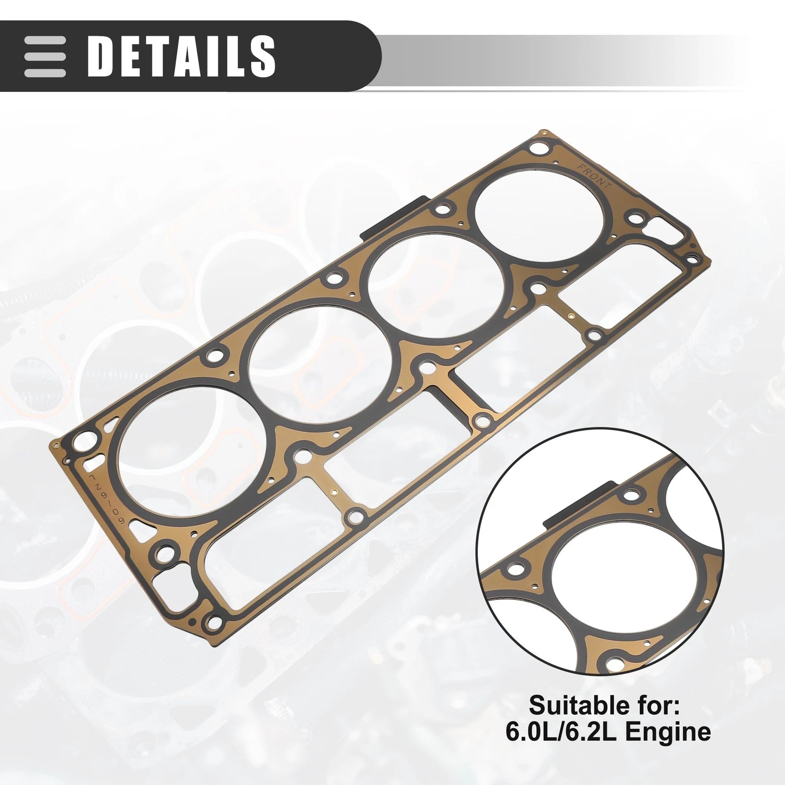 2 Pcs Cylinder Head Gasket for Cadillac Escalade (2007–2014) No. 12610046