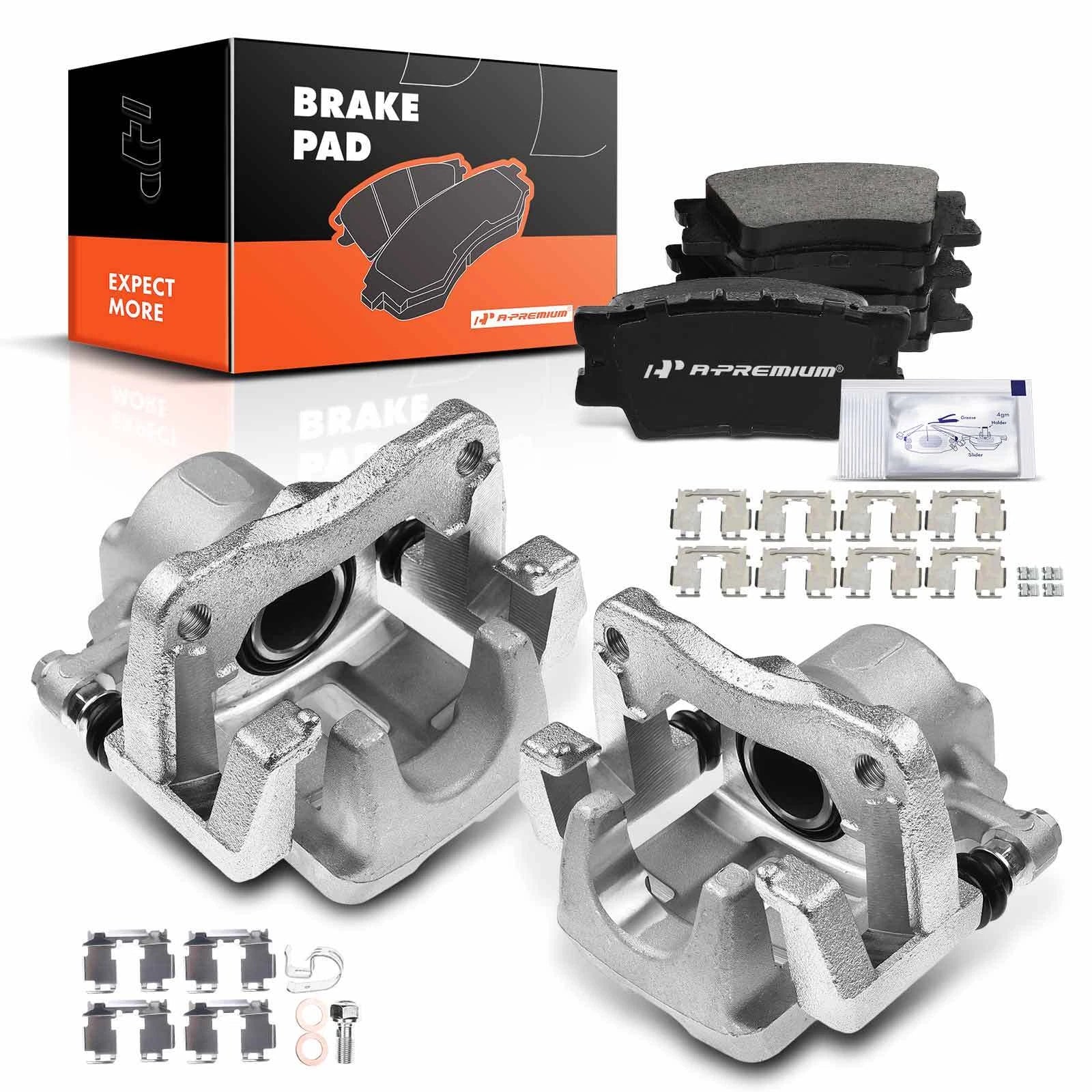 Pair Rear Brake Calipers and Brake Pads with Bracket for Toyota RAV4 (2006–2012)