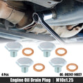 Set of 4 M10x1.25 Engine Oil Drain Plug Screws w/ Seal Ring for Honda