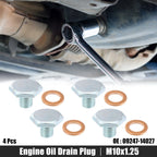 Set of 4 M10x1.25 Engine Oil Drain Plug Screws w/ Seal Ring for Honda