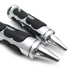 Chrome Flame Rubber Hand Grips 1" 25mm for Chopper/H-D/Suzuki/Kawasaki/Yamaha
