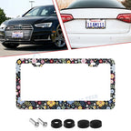 Floral License Plate Frame for Rust-Proof 12x6 Inch Standard Plates for Car (—)