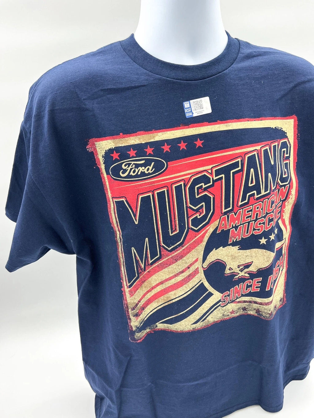 Licensed Ford Mustang T-Shirt Navy Blue American Muscle Since 1964 Script (1964–2019)