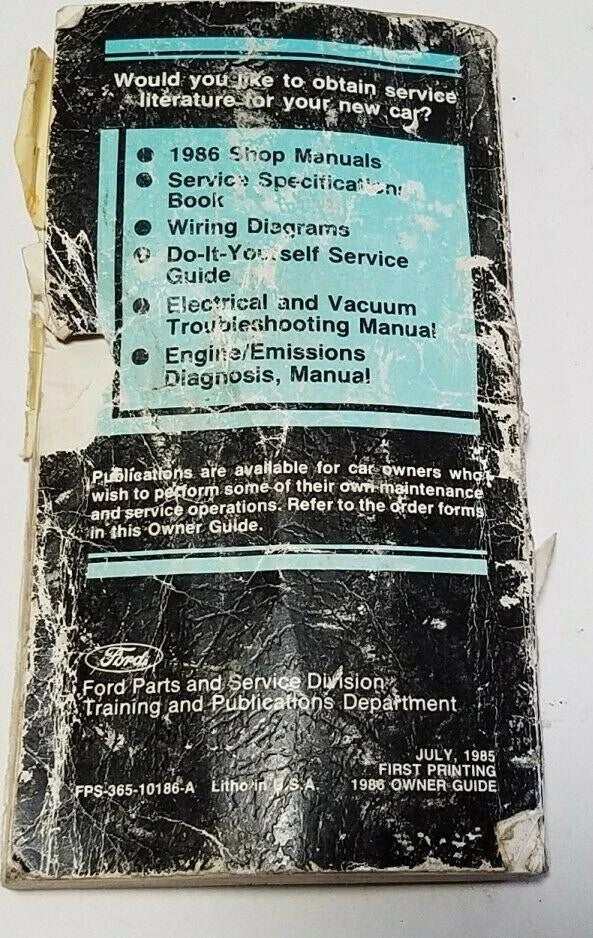 Owner's Guide for Ford Thunderbird (1986)