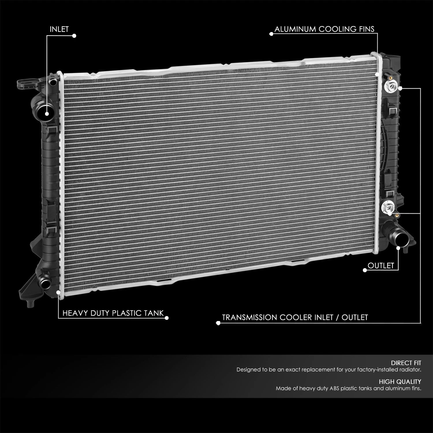 OE Aluminum Core Radiator DPI 13310 for Audi A4 A6 Q5 3.0L 3.6L (2011–2017)