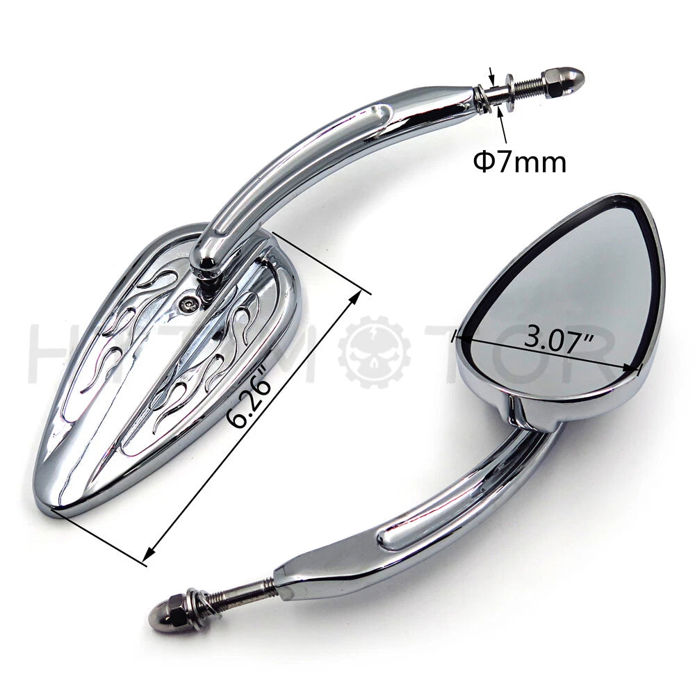 Pair Chrome Teardrop Racing Mirrors for Harley Street Bob Fat Bob (1982–2018)