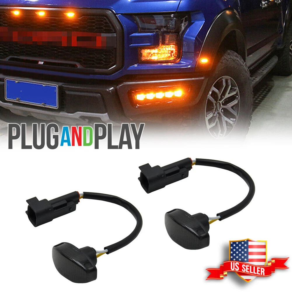 Smoked Lens Amber LED Side Marker Lights for Ford Raptor (2010–2014)