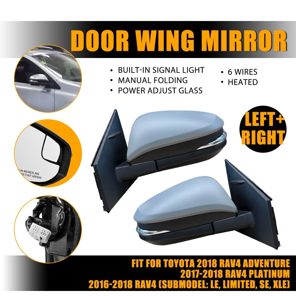 Set of 2 Power Folding Heated Mirrors for Toyota RAV4 (2017–2018)
