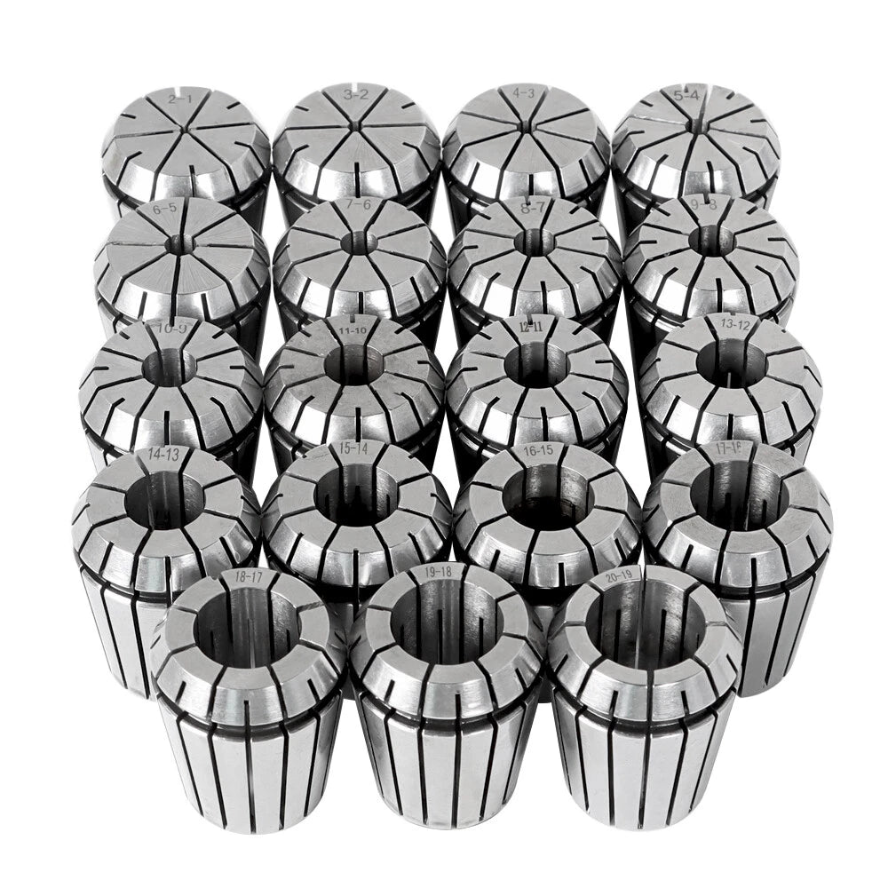 Set of 19 Precision Spring Collets for CNC Engraving Milling (2-20mm)