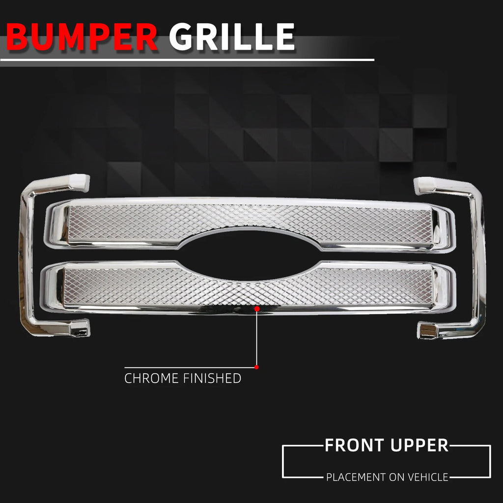 Front Chrome Grille Cover Overlay for Ford F250 F350 F450 (2011–2016)