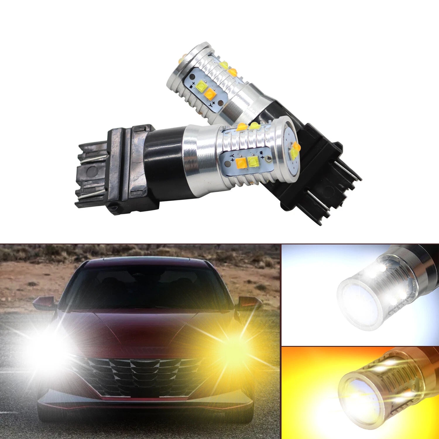 2X Switchback 3157 LED Turn Signal Blinker Bulbs for Chevy Silverado 1500 (1999–2013)