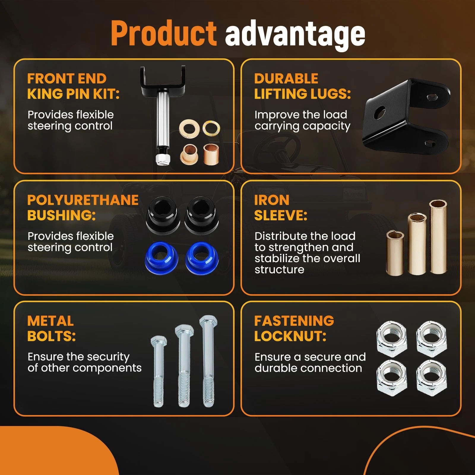 Front End Repair Kit for Club Car DS (1992–Present) - King Pin Bushing