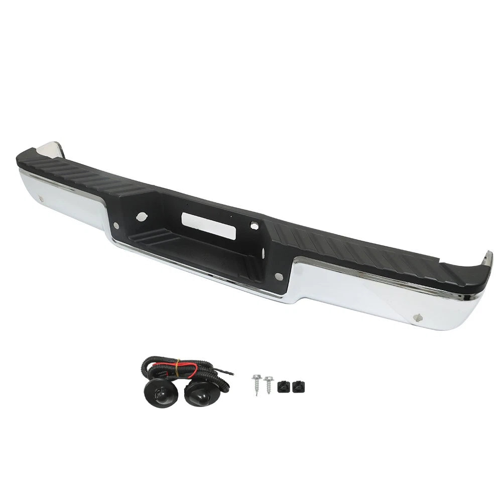 Rear Chrome Step Bumper for Ford F150 (2004-2006) with Sensor Holes