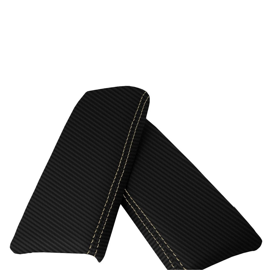 Console Armrest Carbon Cover for Mazda CX-9 (2010–2015) Beige Stitch
