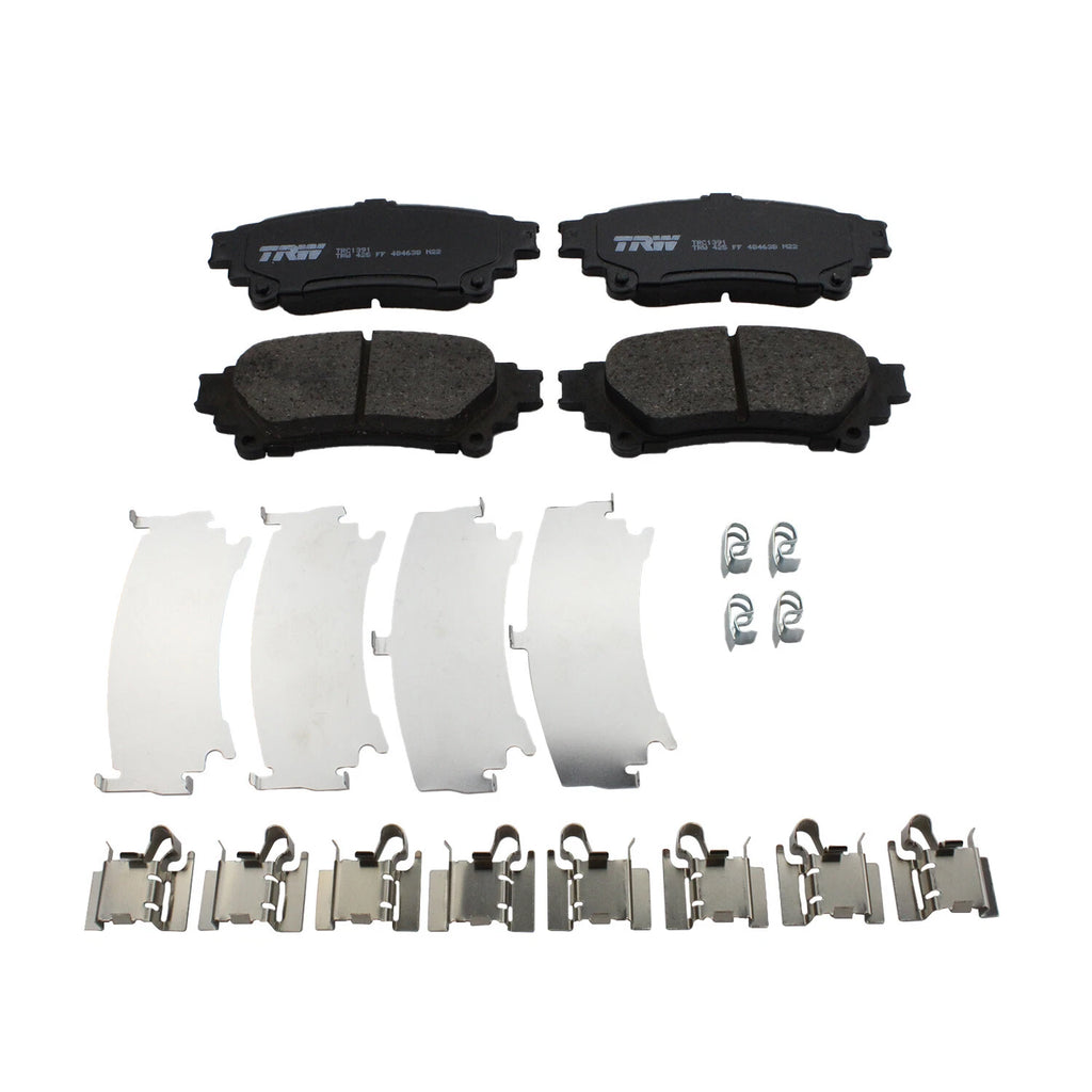 Set of 4 TRW Pro Rear Ceramic Slotted Brake Pads for Highlander Sienna RX450h RX350 (2001–2023)