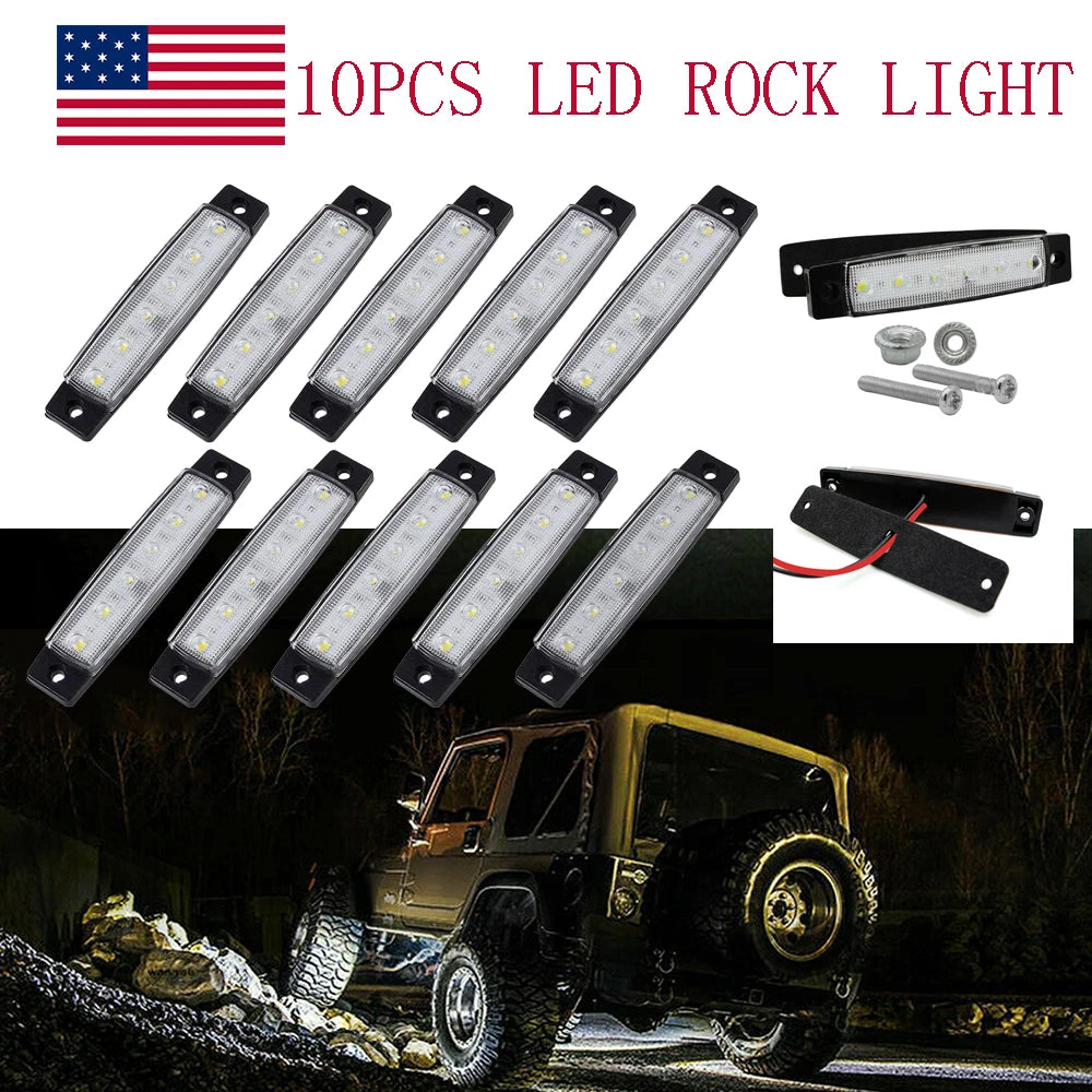 10 Pods White LED Rock Lights for Jeep (Offroad Truck UTV ATV Boat)