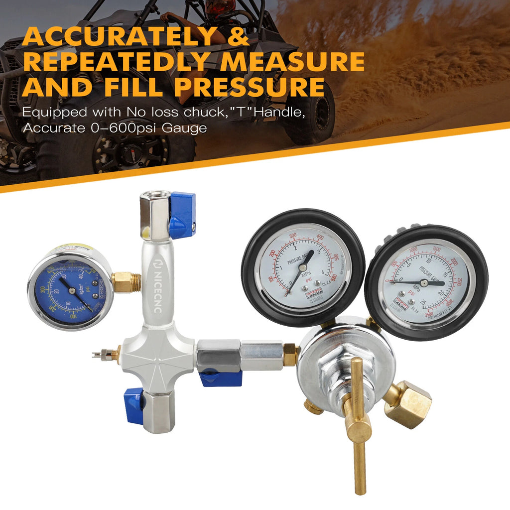Dual Hose Nitrogen Fill Kit for Nitrogen Shock with Schrader Valve (380PSI)