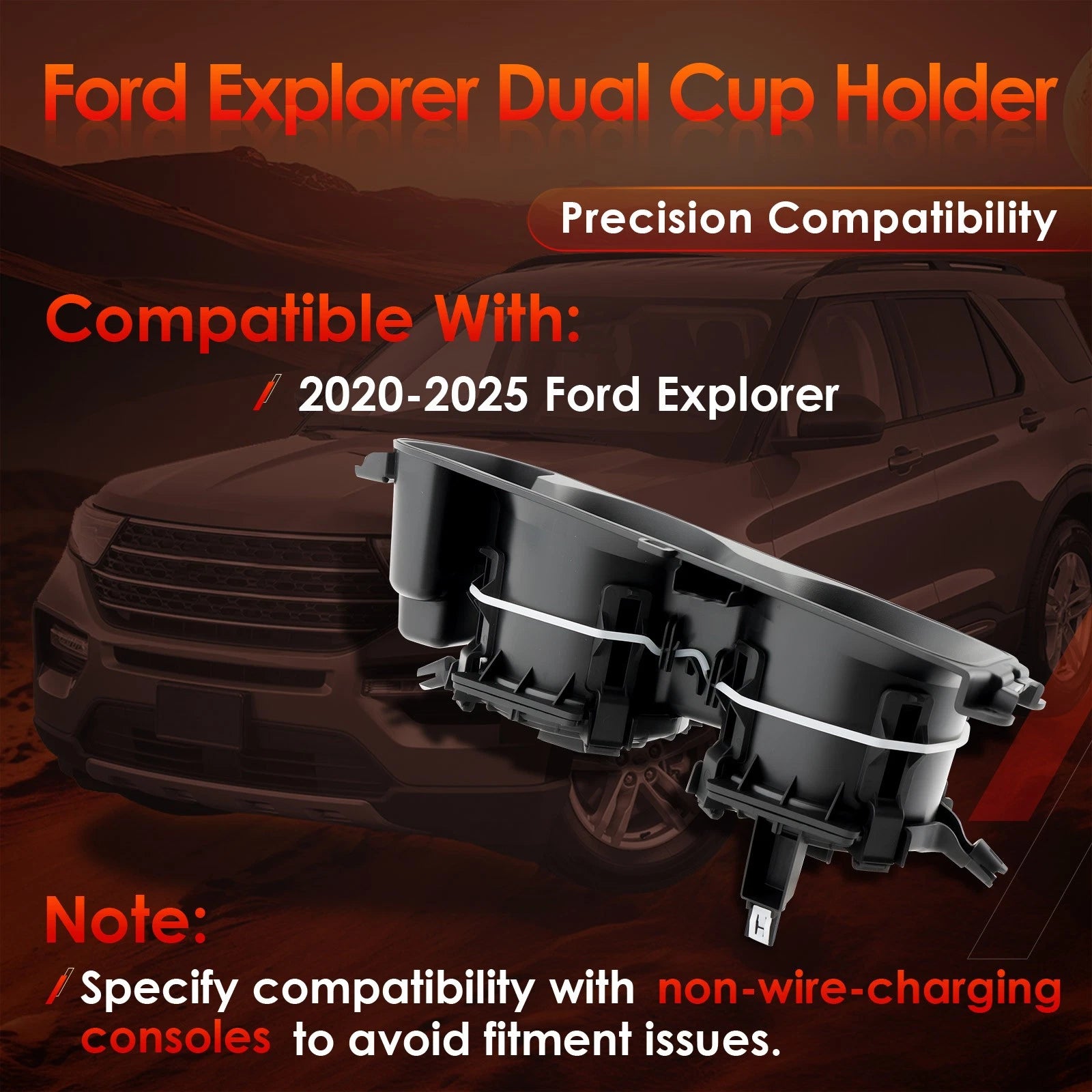 Center Dual Cup Holder for Ford Explorer (2020-2025)