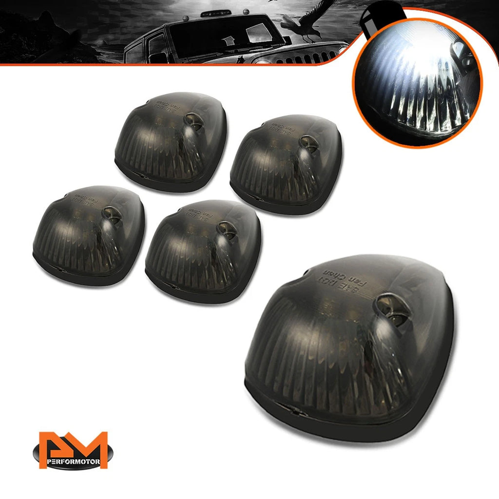 5Pcs Cab Roof Running Light Smoked Housing White LED for Dodge Ram (1994–1998)