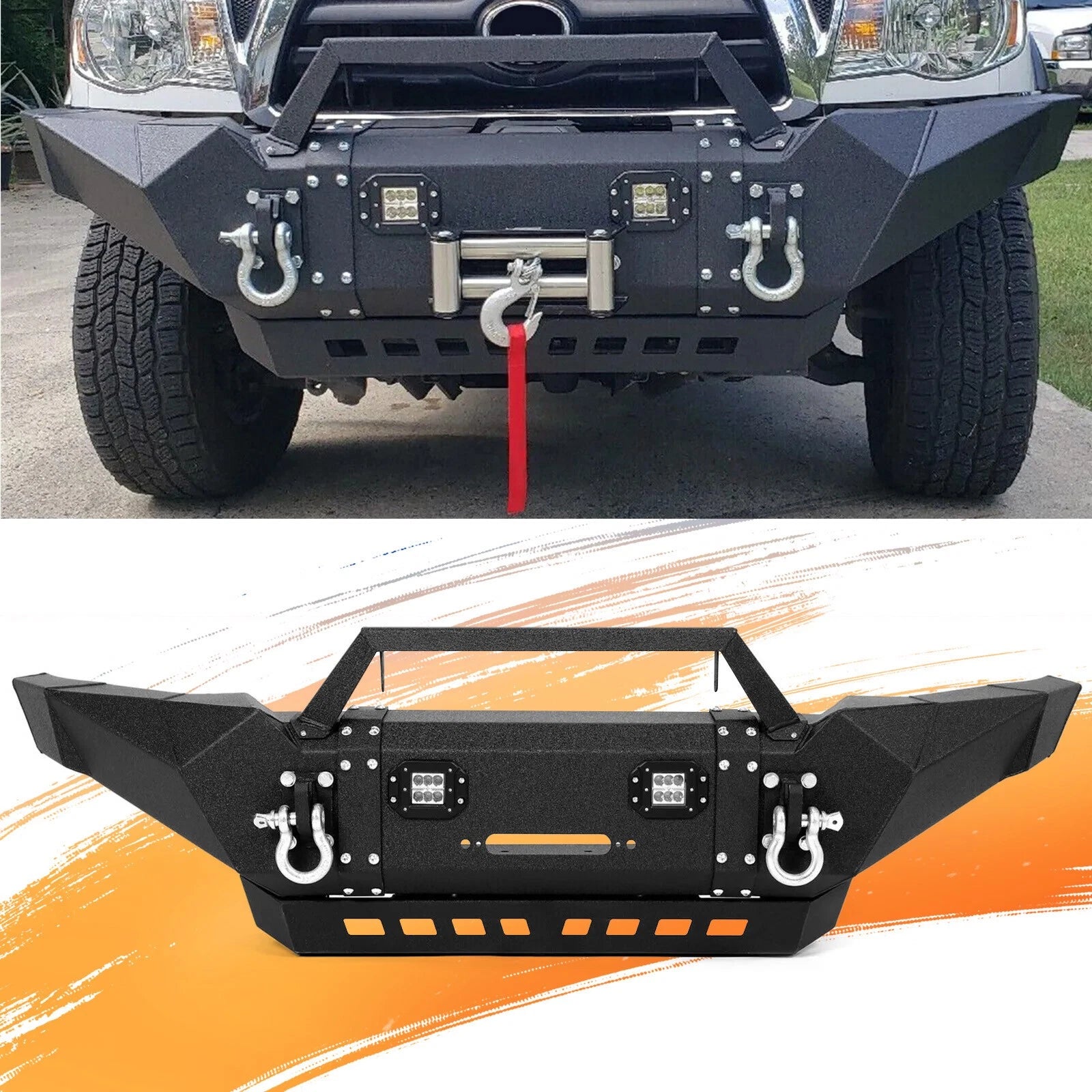 Front Bumper for Toyota Tacoma (2005–2015) with Winch Plate and LED Lights