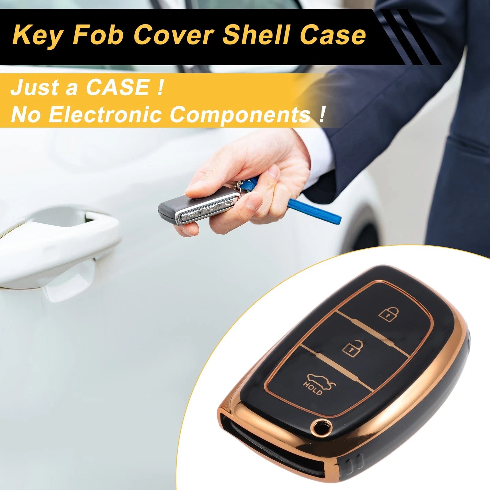 Car Key Case for Hyundai i10 i20 i25 i30 i40 ix20 ix25 ix30 ix35 ix45 (3 Buttons)