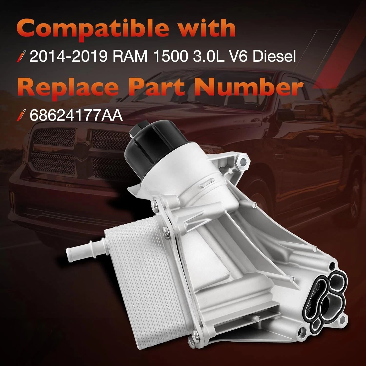 Engine Oil Cooler Filter Housing for Ram 1500 2014-2019 3.0L V6 Diesel