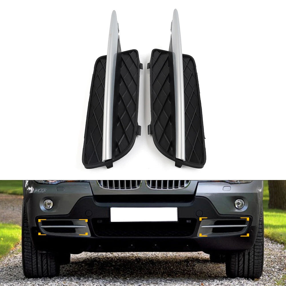 Fog Light Grill Lower Grille with Silver Trim for BMW X5 E70 X6 E71 (2007–2013)