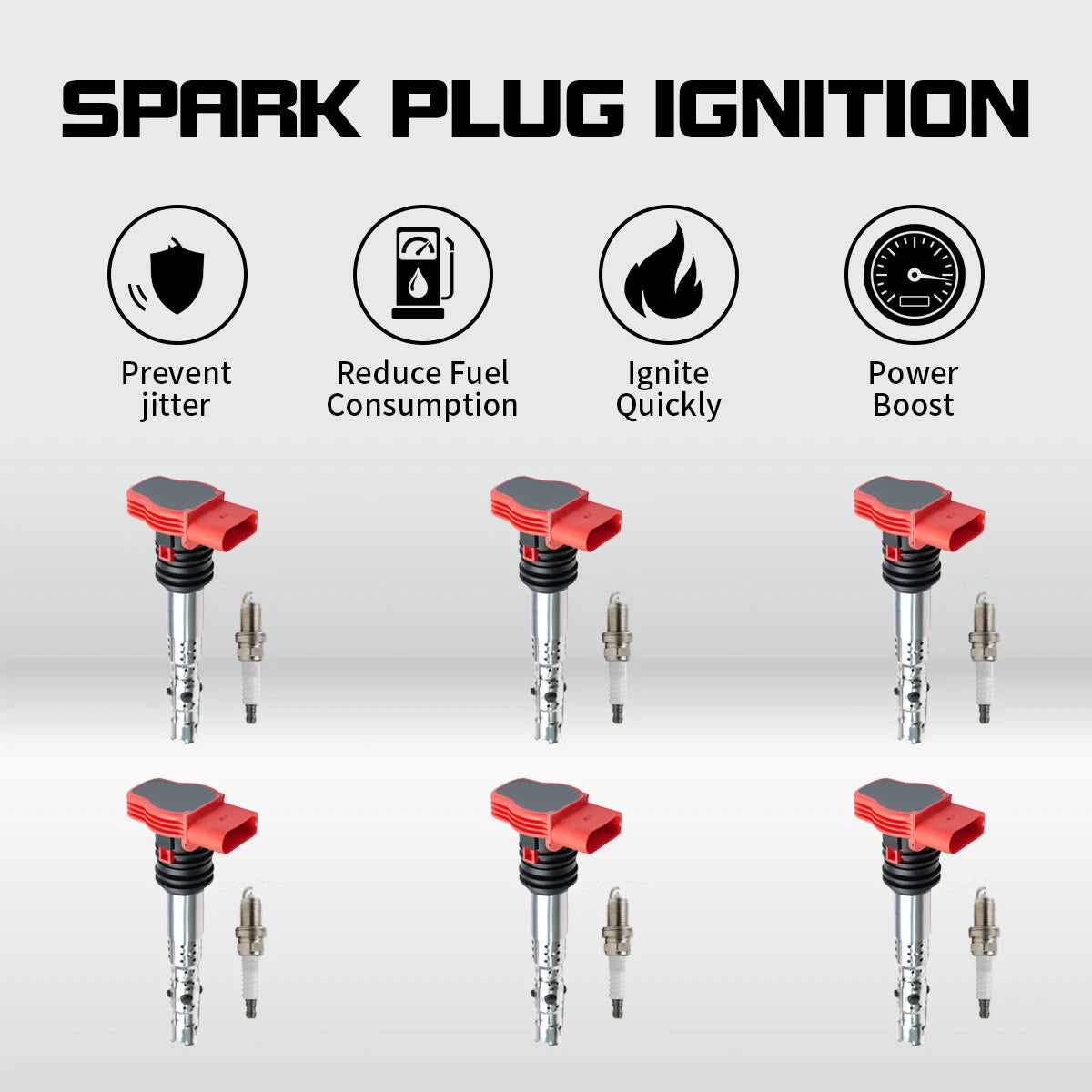 Set of 6 Ignition Coils + 6 Spark Plugs for Audi A4 A8 Q5 Q7 R8 S4 VW UF529