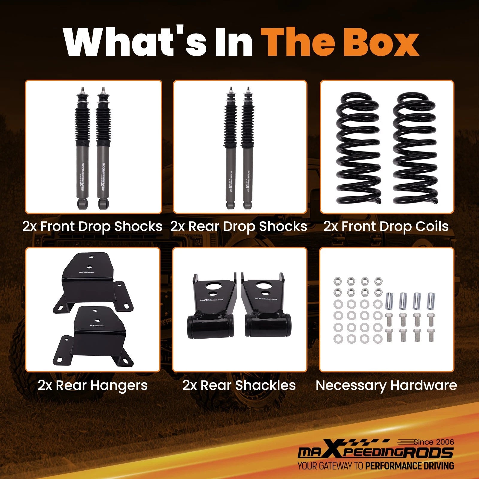 3" Drop Lowering Kit with Shocks for Ford F100 F150 2WD (1973–1979)