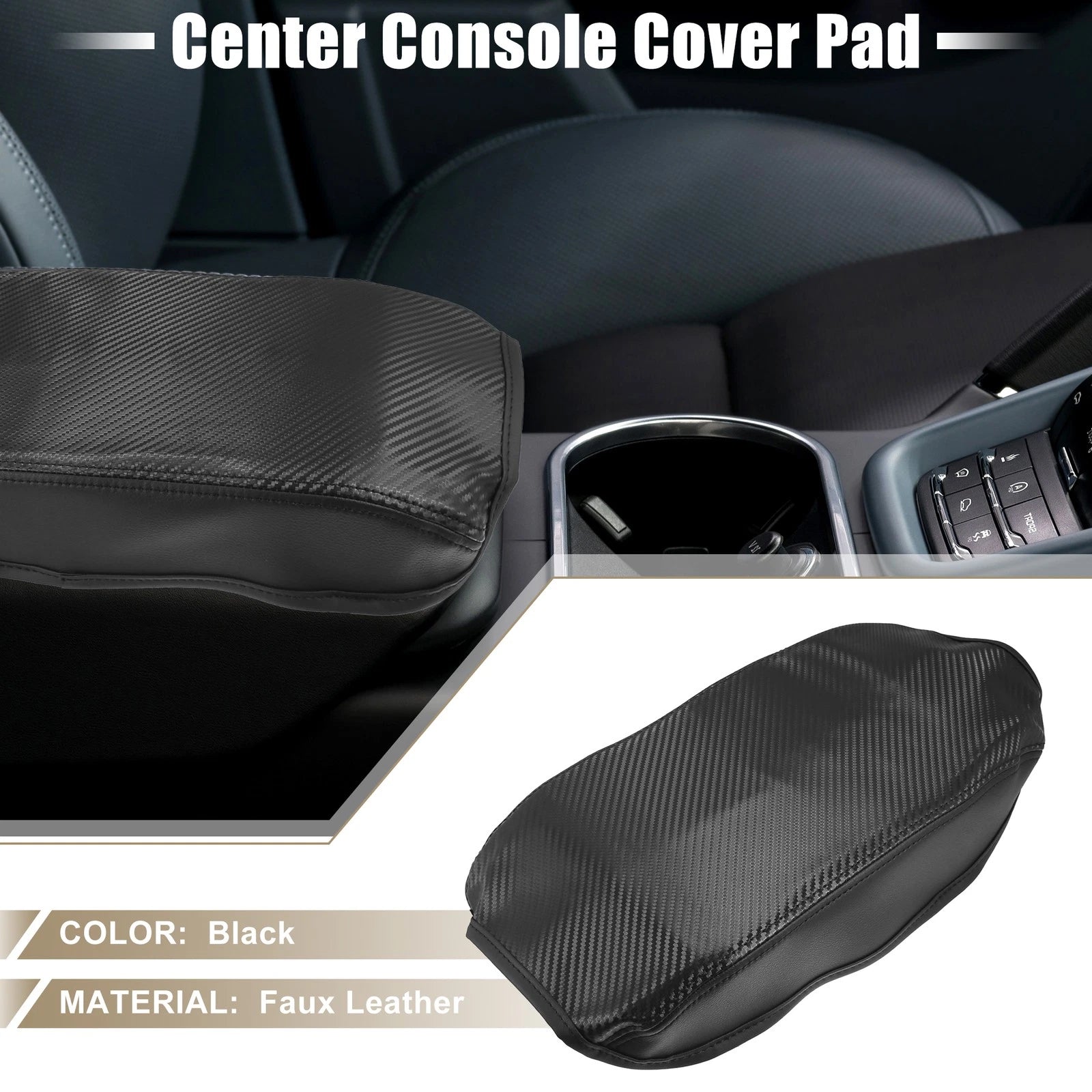 Center Console Armrest Cover for Toyota Camry (2007–2011) Faux Leather Black
