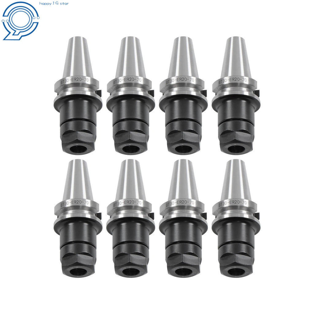 Set of 8 BT30 ER20 70L Collet Chucks for CNC Milling Center