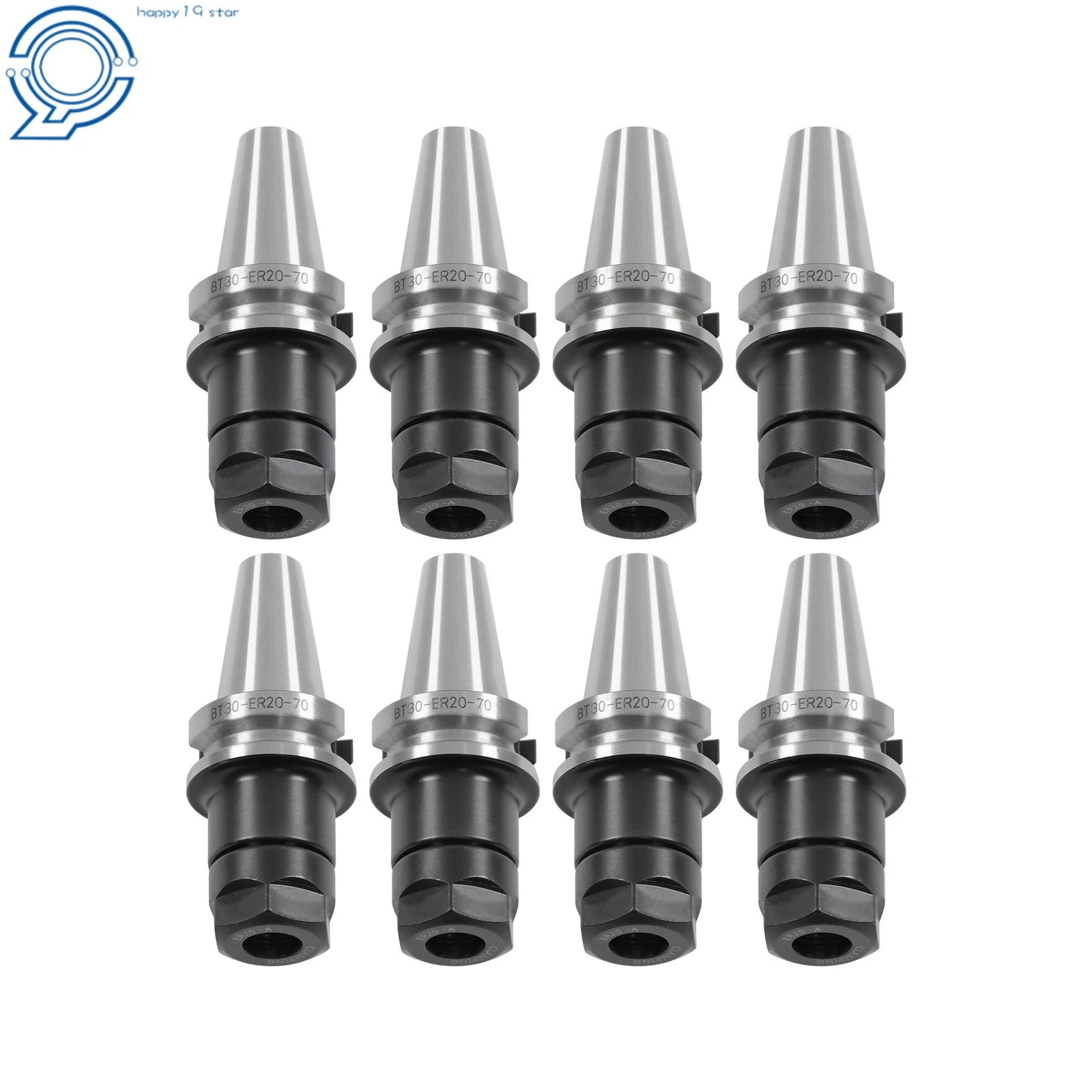 Set of 8 BT30 ER20 70L Collet Chucks for CNC Milling Center