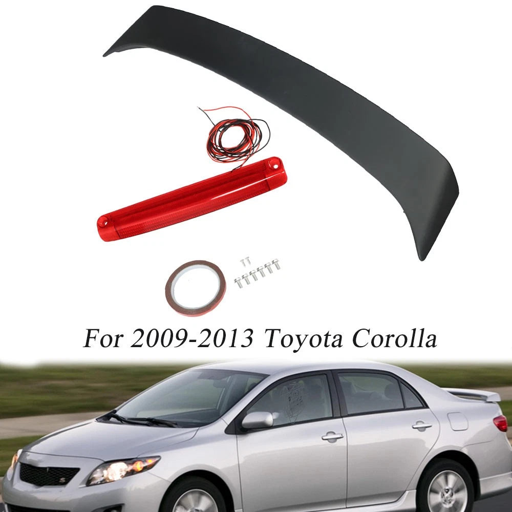 Matte Black Rear Trunk Wing Spoiler with Brake Light for Toyota Corolla (2009–2013)