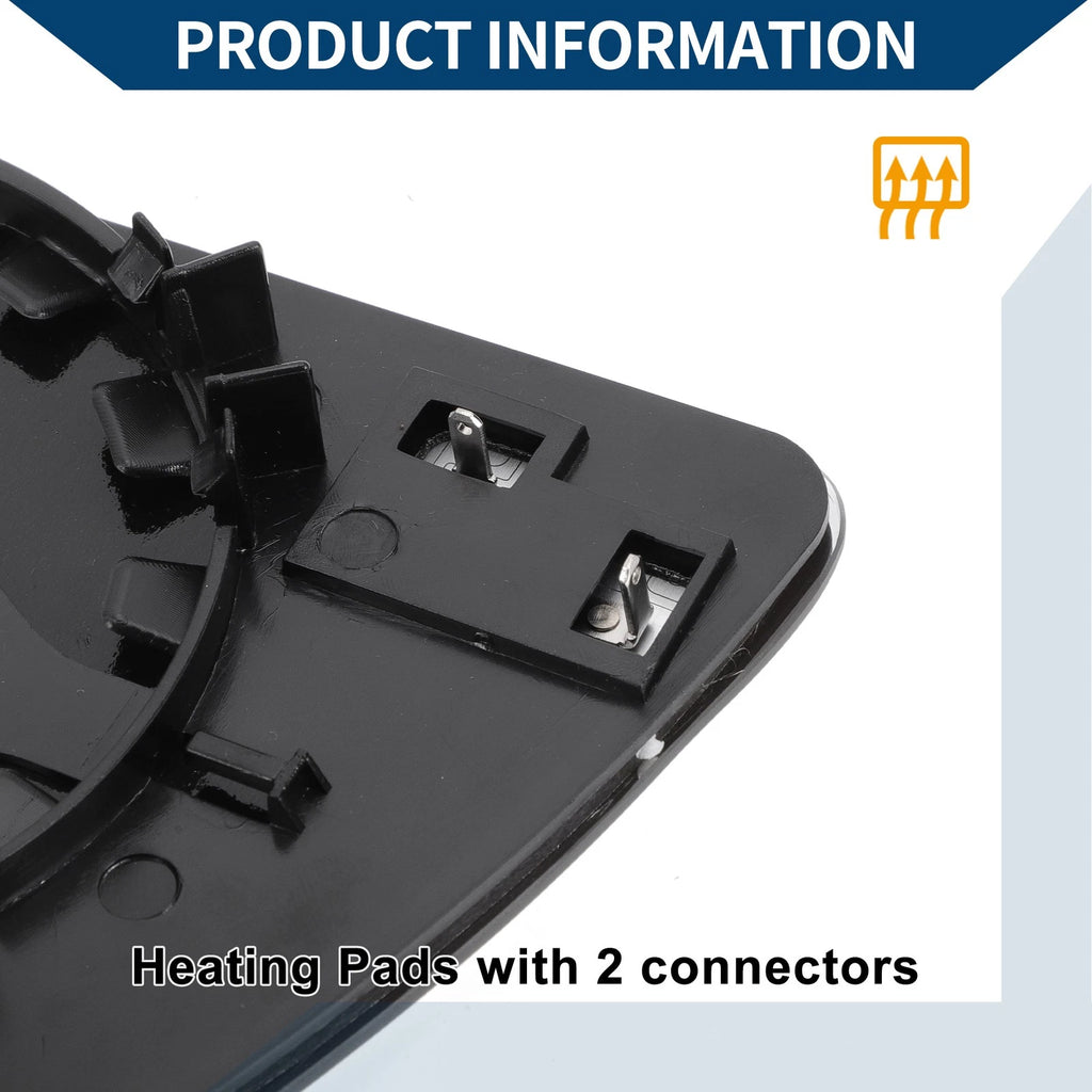 Heated Right Side Mirror Glass for Volkswagen Polo (2001–2005)
