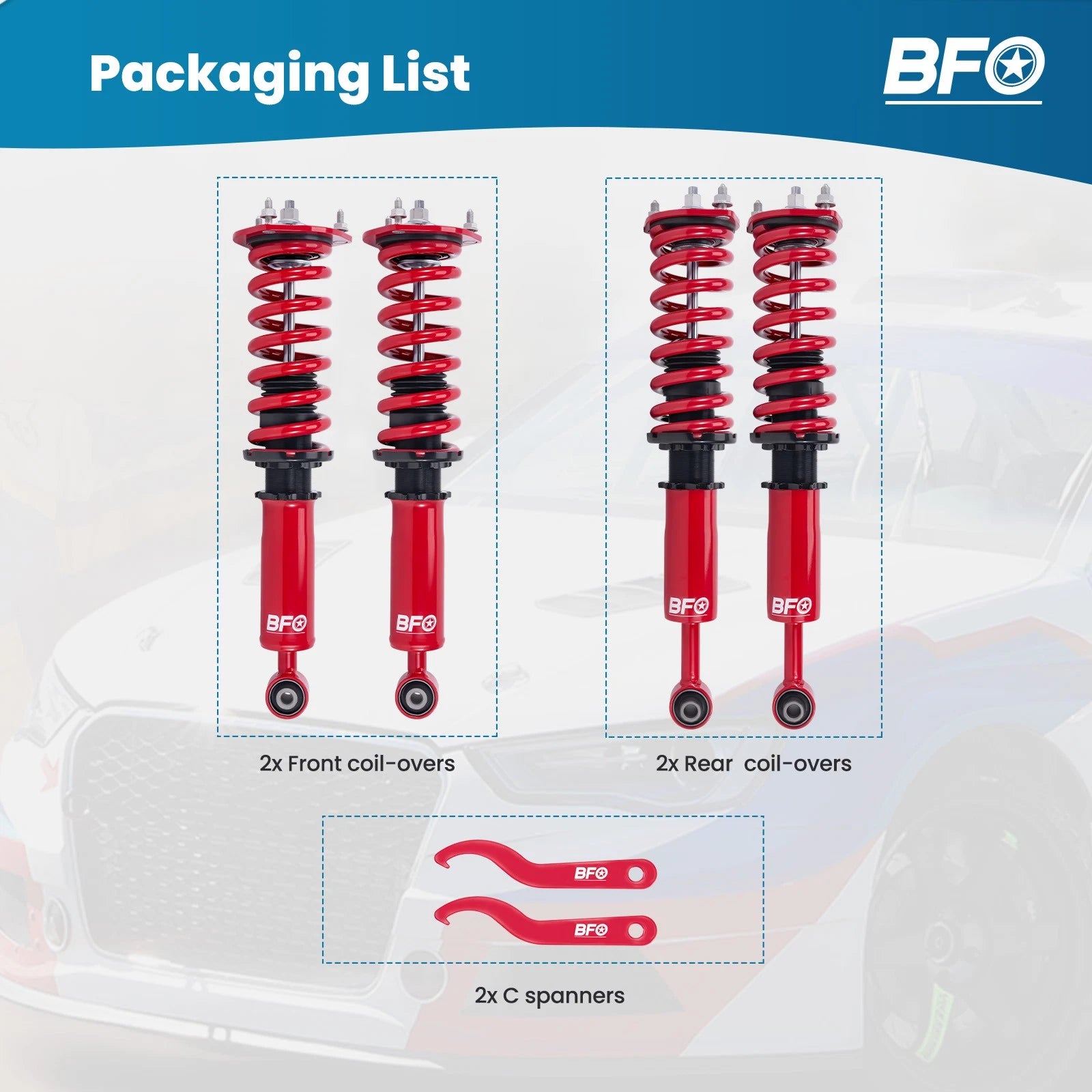 BFO Coilovers for Lexus IS300/IS200 (2000–2005) Adjustable Height Suspension Kit