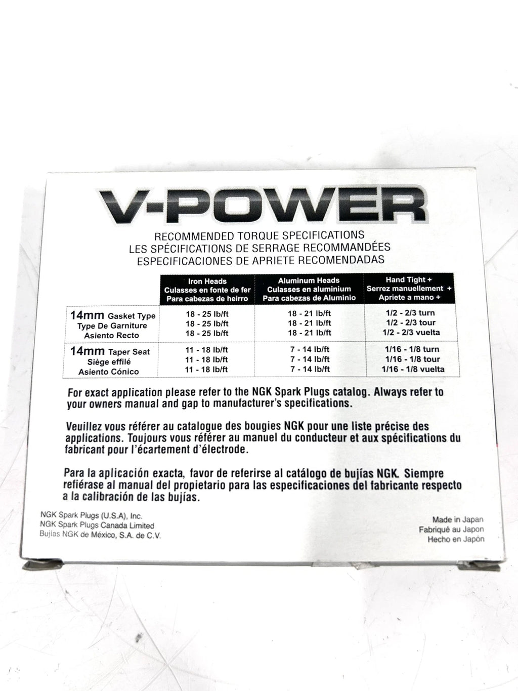 NGK 7558 V-Power Resistor Type Spark Plugs for