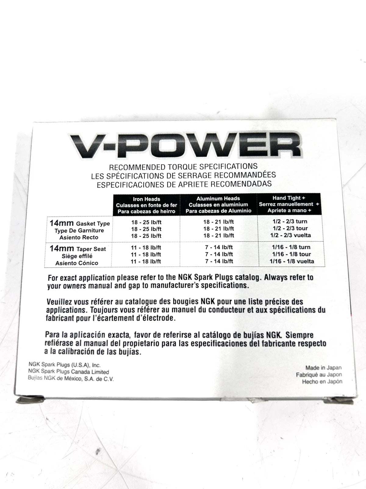 NGK 7558 V-Power Resistor Type Spark Plugs for