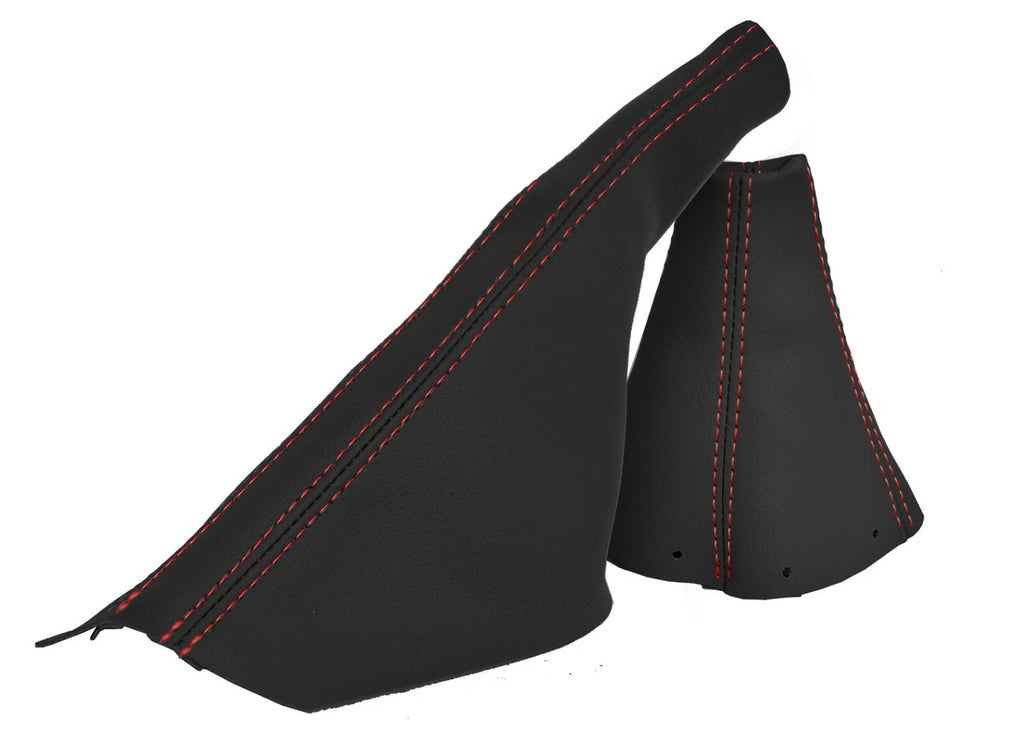 Leather Manual & E Brake Boot Cover for Audi TT (1998–2006) Red Stitch