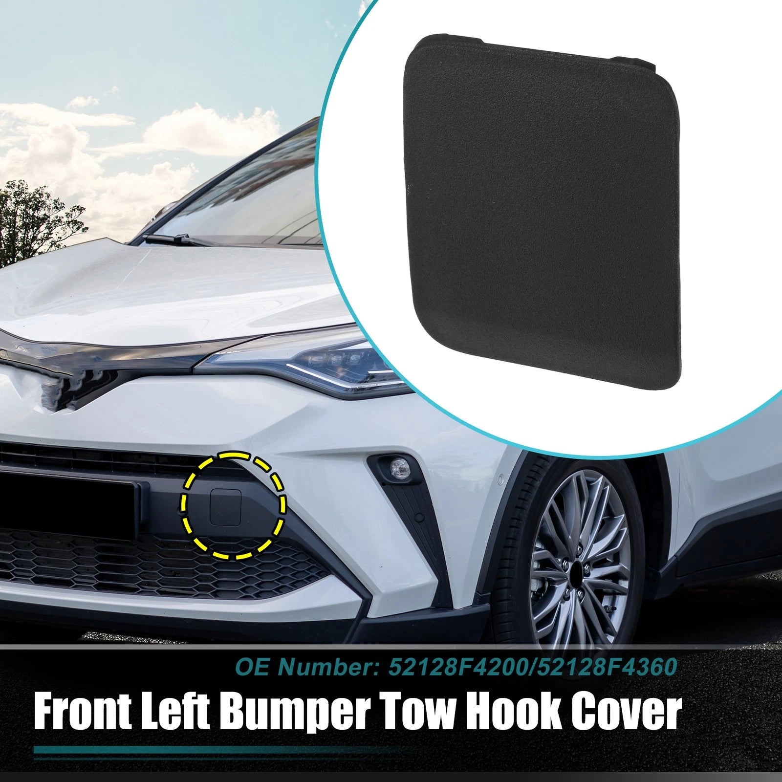 Front Left Tow Hook Cover for Toyota CHR (2021–2022) No. 52128F4200 Black