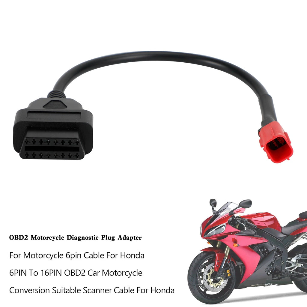 OBD2 Motorcycle Cable for Honda 6 Pin to 16 Pin Adapter (Diagnostic)