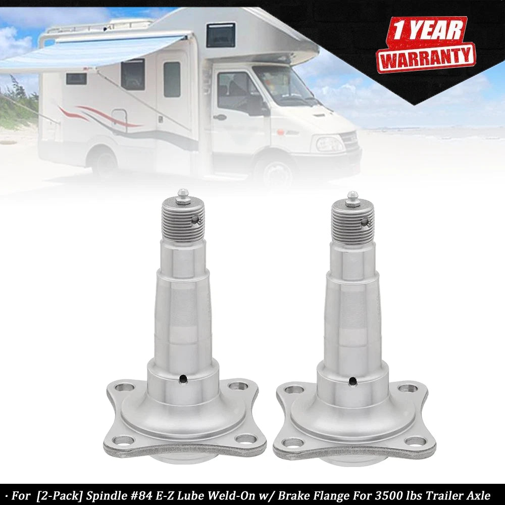 2-Pack Weld-On Round Spindle with Brake Flange for 3500 lbs Trailer Axle
