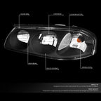 Set of 4 Black Housing Clear Headlight, Corner Signal, LED Fog Light for Impala (2000–2005)
