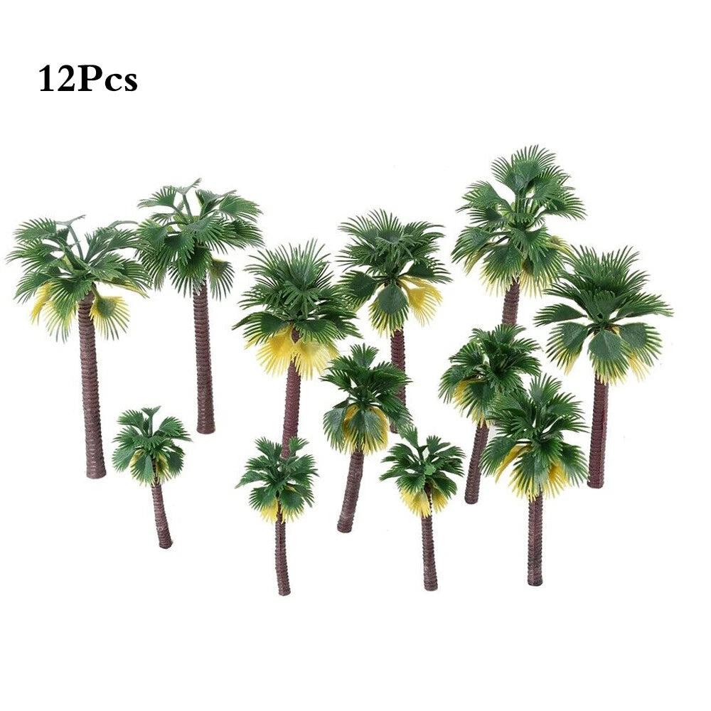 12pcs Coconut Palm Trees for HO O N Scale Scenery