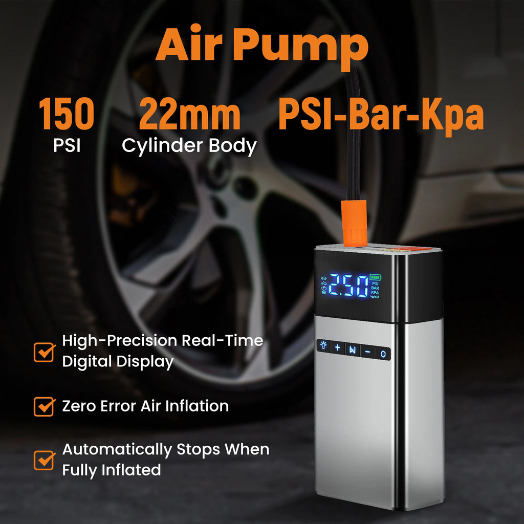 Portable Battery Booster with Air Pump and LED Light for Automotive